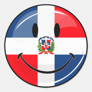Sticker Rond Drapeau rond brillant de la République Dominicain