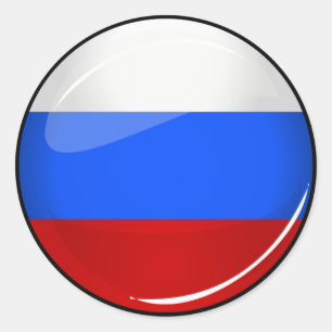 Sticker Rond Drapeau rond brillant de Russie