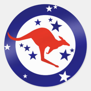 Sticker Rond Drapeau Roo Australie Kangaroo Oz Aussie