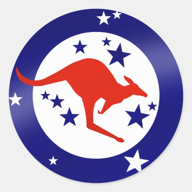 Sticker Rond Drapeau Roo Australie Kangaroo Oz Aussie (Devant)
