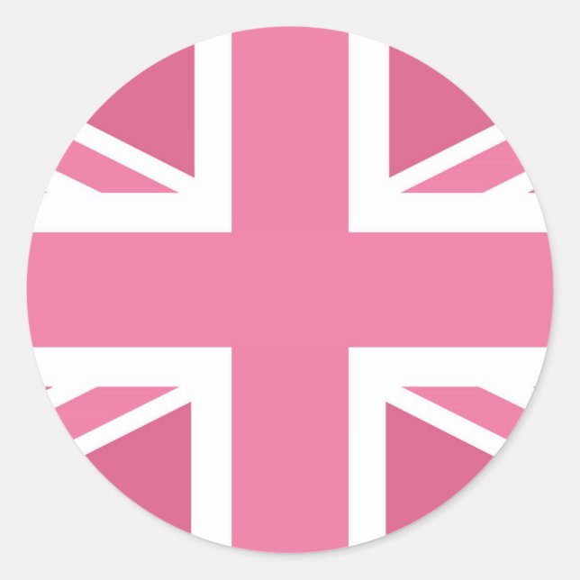 Sticker Rond Drapeau rose classique Union Jack britannique (UK) (Devant)