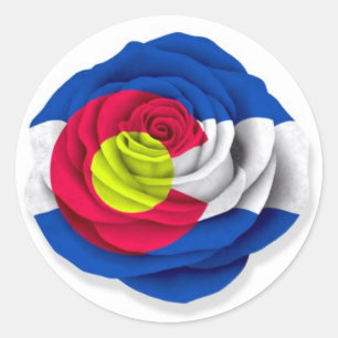 Sticker Rond Drapeau Rose du Colorado blanc