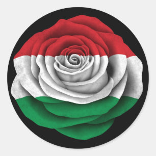 Sticker Rond Drapeau Rose hongrois noir