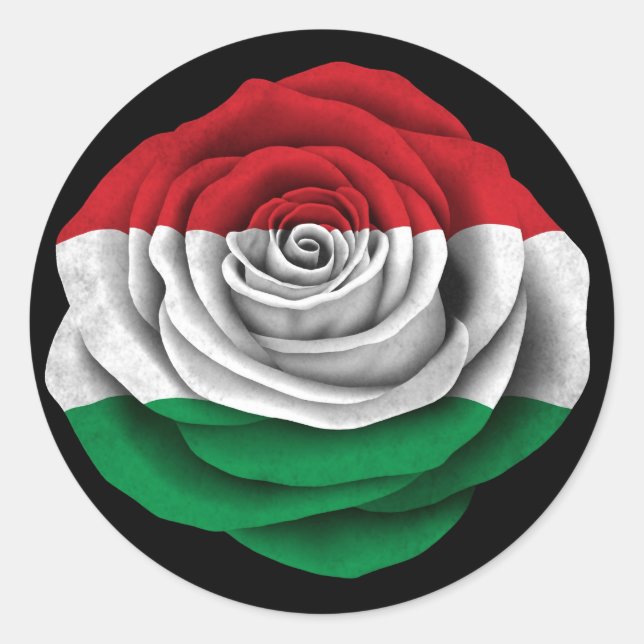 Sticker Rond Drapeau Rose hongrois noir (Devant)