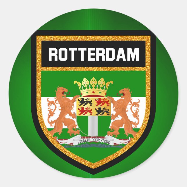 Sticker Rond Drapeau Rotterdam (Devant)