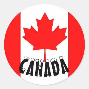 Sticker Rond Drapeau rouge clair Feuille d'érable Canada