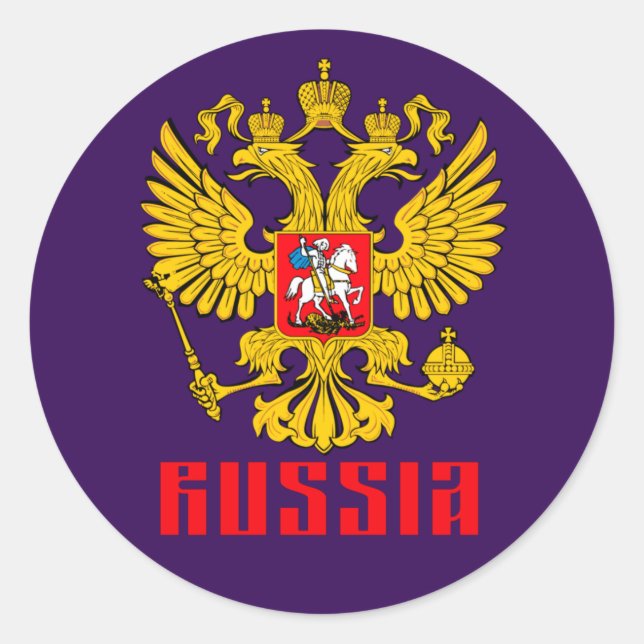 Sticker Rond Drapeau russe Aigle impérial Russie orthodoxe (Devant)