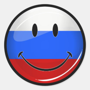 Sticker Rond Drapeau russe souriant