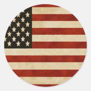 Sticker Rond Drapeau rustique américain Vintage