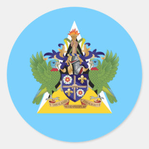 Sticker Rond Drapeau Sainte-Lucie & Armoiries, Sainte-Lucie