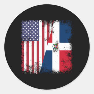 Sticker Rond Drapeau semi-dominicain Usa
