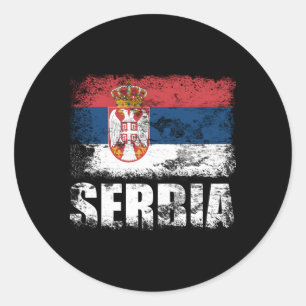 Sticker Rond Drapeau serbe
