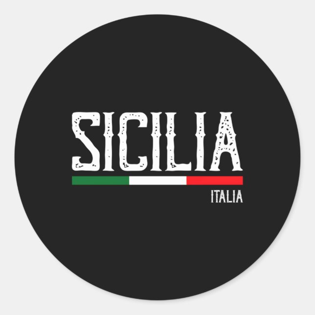 Sticker Rond Drapeau Sicile Palerme Italie (Devant)