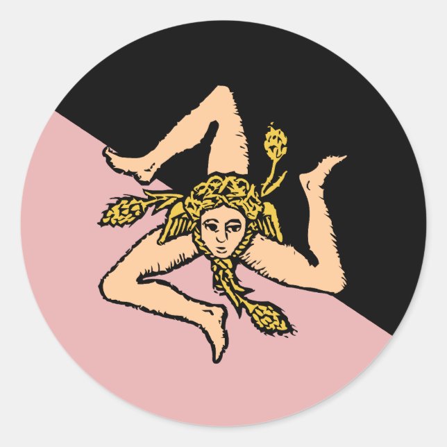 Sticker Rond Drapeau Sicile (Rose Et Noir), Italie (Devant)