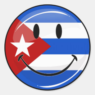 Sticker Rond Drapeau souriant cubain