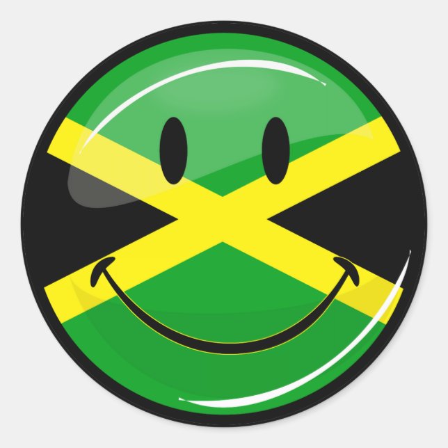 Sticker Rond Drapeau souriant jamaïcain (Devant)