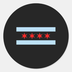 Sticker Rond Drapeau Styley Chicago Gris Petit