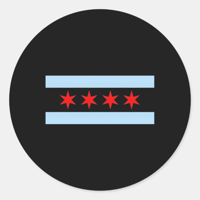 Sticker Rond Drapeau Styley Chicago Gris Petit (Devant)