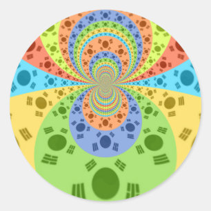 Sticker Rond Drapeau sud-coréen Inspiré Art Abstrait Impression