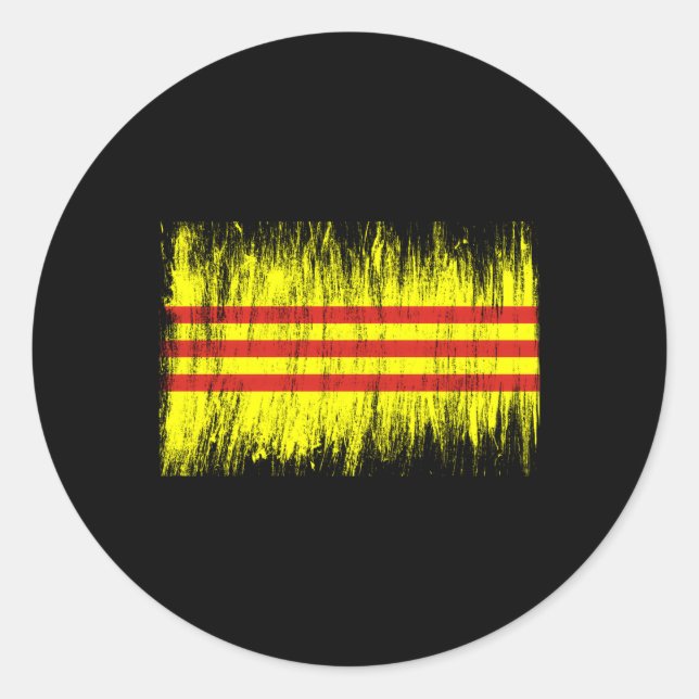 Sticker Rond Drapeau sud-vietnamien Saigon Cong Hoa Vnch Vietna (Devant)