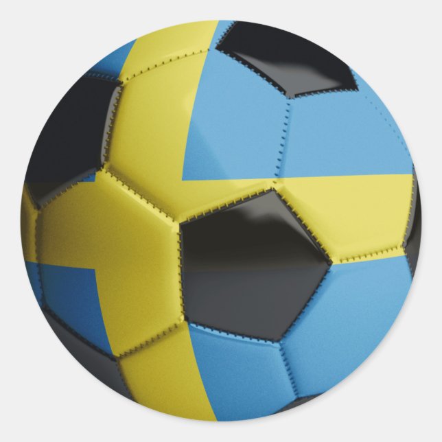 Sticker Rond Drapeau suédois Soccer Ball (Devant)