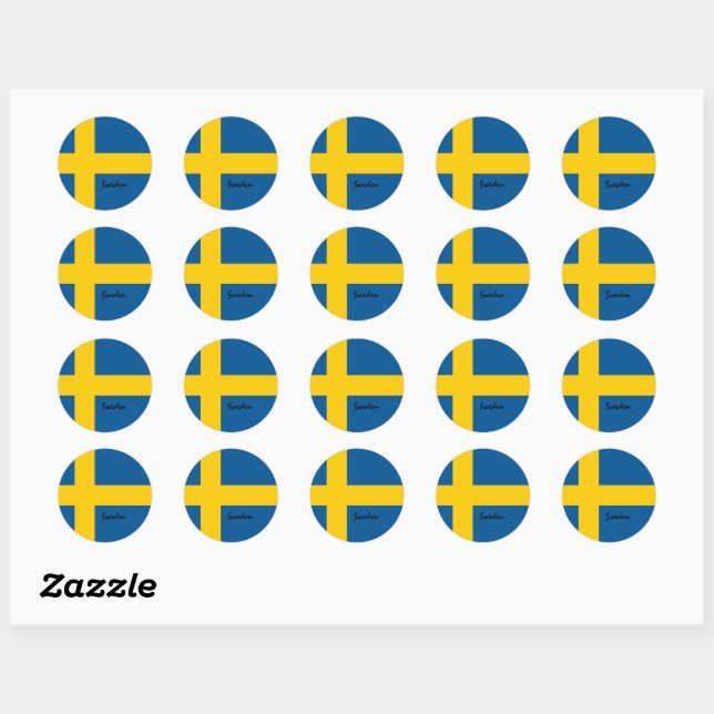 Sticker Rond Drapeau suédois, vacances / sports (Feuille)
