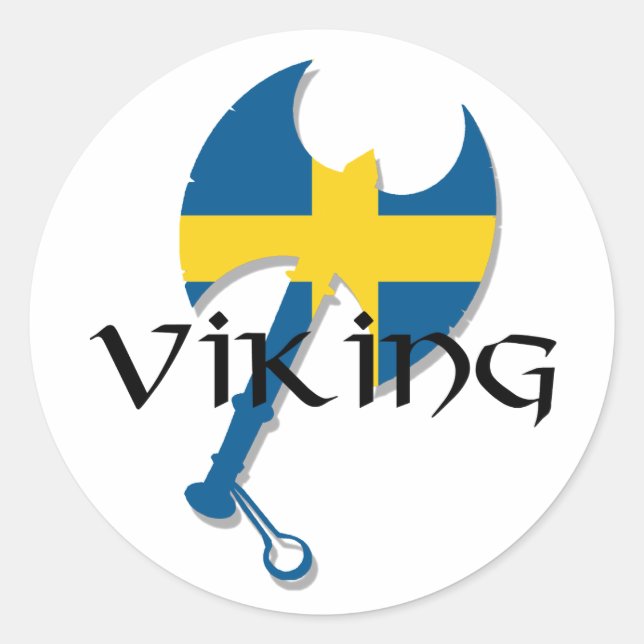 Sticker Rond Drapeau suédois Viking Suède Ax (Devant)