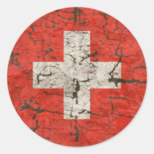 Sticker Rond Drapeau suisse, affligé