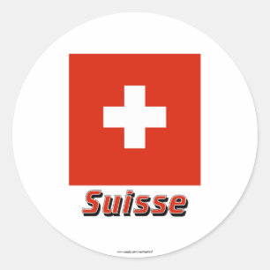 Sticker Rond Drapeau Suisse avec le nom français