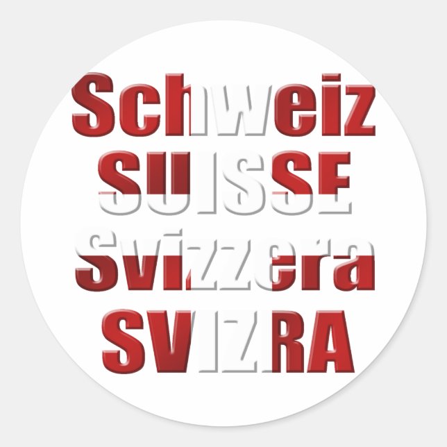Sticker Rond Drapeau suisse de cadeau de langues officielles de (Devant)