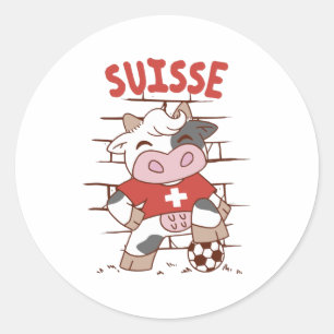 Sticker Rond Drapeau Suisse de football vaches
