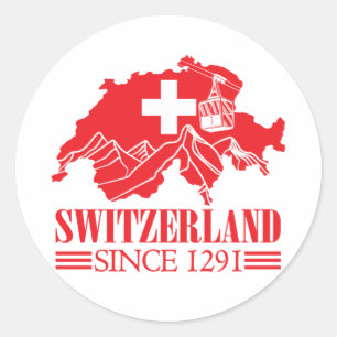 Sticker Rond Drapeau Suisse depuis 1291 Montagnes