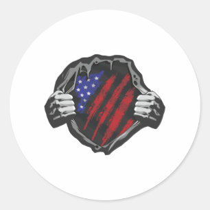 Sticker Rond Drapeau superhero USA