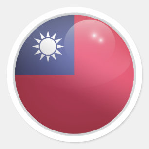 Sticker Rond Drapeau Taïwan en cercle brillant