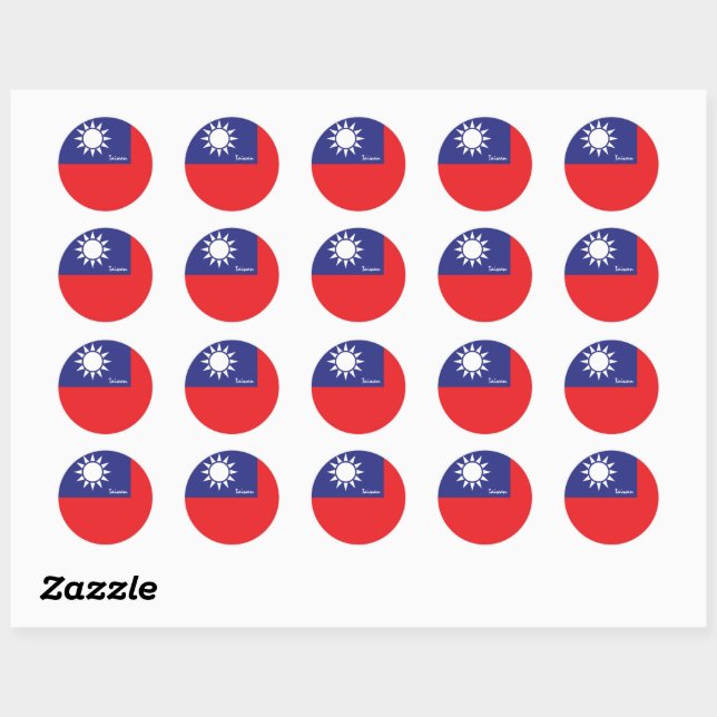Sticker Rond Drapeau Taïwan & Taïwan patriotes, vacances / spor (Feuille)