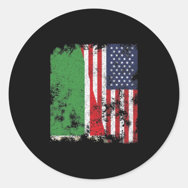 Sticker Rond Drapeau Tchétchène USA Demi-Américain (Devant)