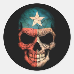 Sticker Rond Drapeau texan sur noir