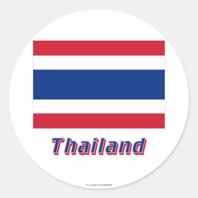Sticker Rond Drapeau Thaïlande avec nom (Devant)
