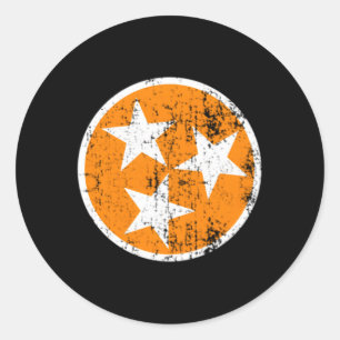 Sticker Rond Drapeau Tn 3 Étoiles Orange Et Blanc Tennessee Fl
