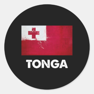 Sticker Rond Drapeau Tongan