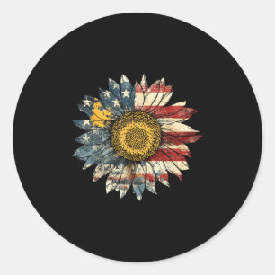 Sticker Rond Drapeau Tournesol Américain 4 juillet Usa Hommes