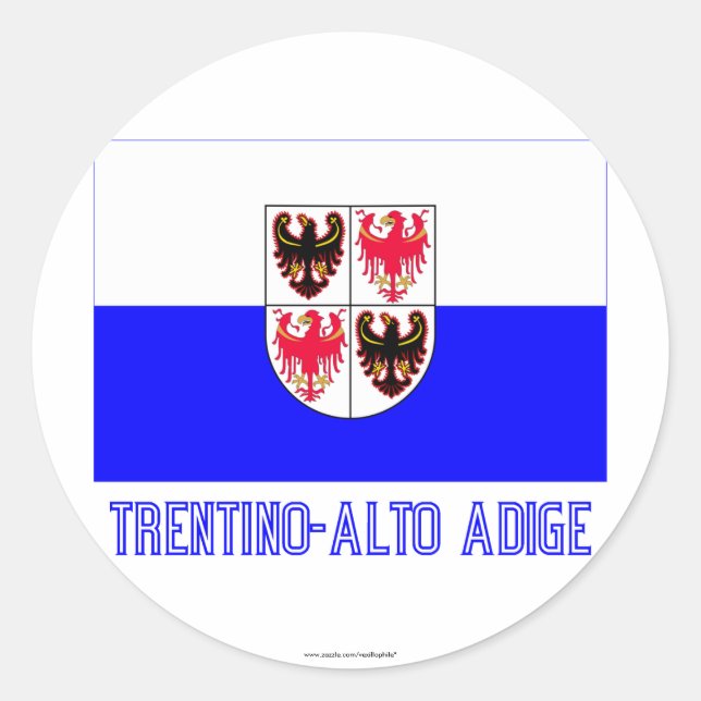 Sticker Rond Drapeau Trentino-Alto Adige avec nom (Devant)