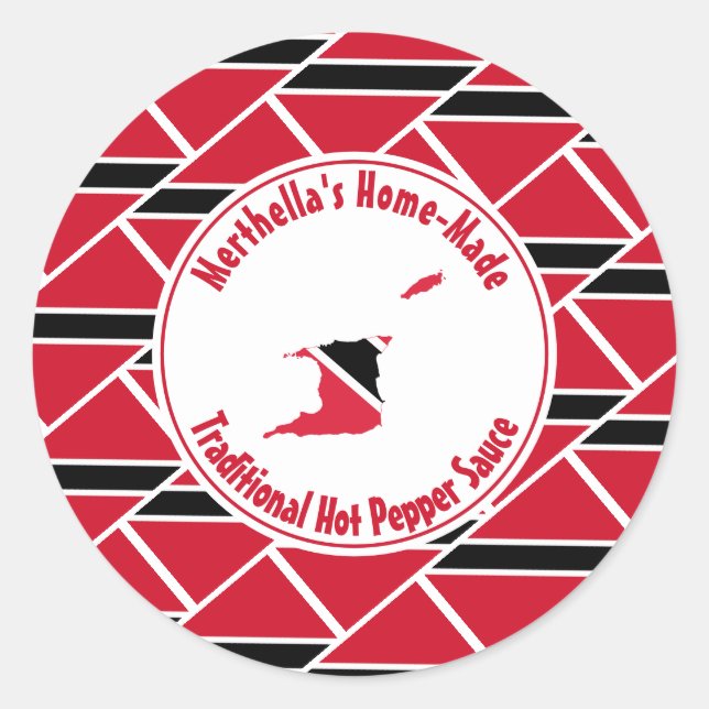 Sticker Rond Drapeau Trinité-et-Tobago Fabriqué CHAUD (Devant)