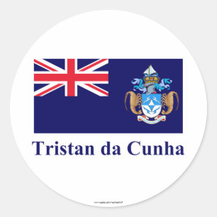 Sticker Rond Drapeau Tristan da Cunha avec nom