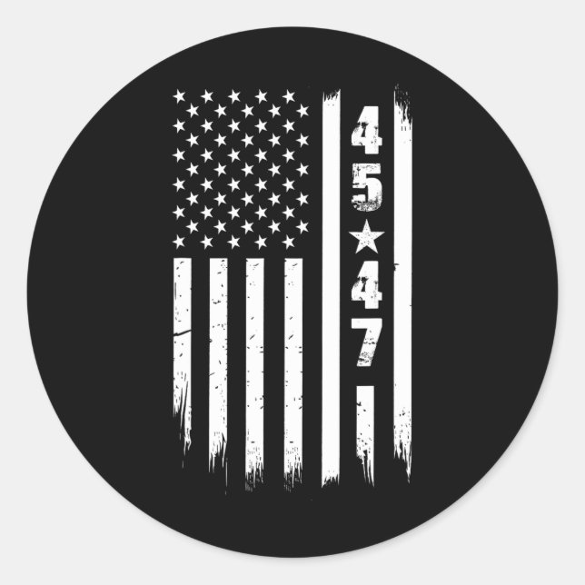 Sticker Rond Drapeau Trump 45 47 (Devant)