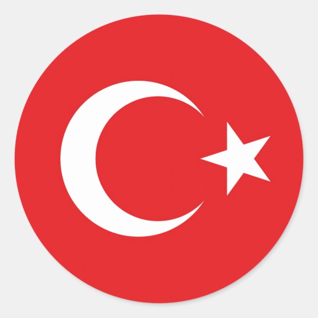 Sticker Rond Drapeau Turquie (Devant)