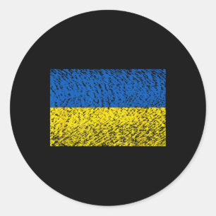 Sticker Rond Drapeau ukrainien en détresse bleu jaune patriotiq