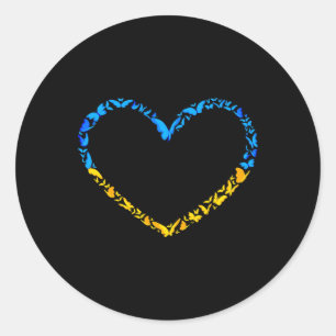 Sticker Rond Drapeau ukrainien Paix Drapeau ukrainien Papillon
