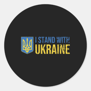 Sticker Rond Drapeau ukrainien Soutien à l'Ukraine Je suis avec