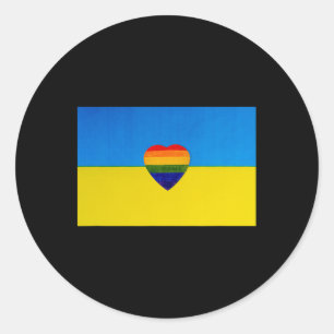 Sticker Rond Drapeau ukrainien soutien je suis avec l'Ukraine 
